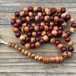 Tasbeeh Real Wood Handmade Pray Beads Religious Islam Prayer Tasbeh Brown/Red